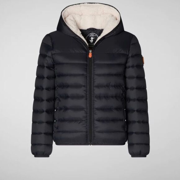 Save The Duck BOYS' ROB FAUX FUR LINED HOODED PUFFER JACKET IN BLACK size 4(boy) - Picture 1 of 8